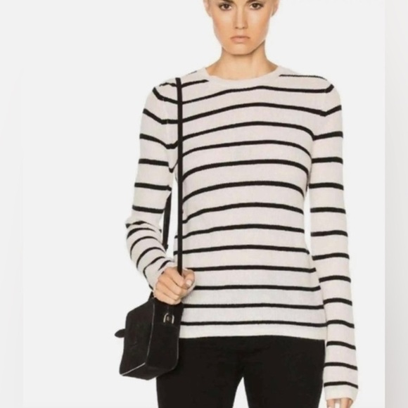 A.L.C Cashmere Stripped Black and Cream “Tula”Sweater Size M - Picture 6 of 6